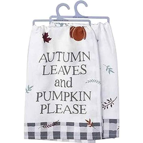 Autumn Leaves and Pumpkin Please Kitchen Towel - Picture 1 of 2